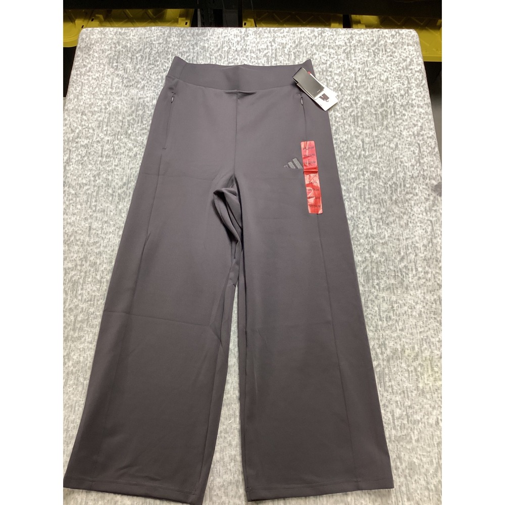 Adidas Women Wide Leg Pant Grey Strata‎ High Waisted Athletic Trousers JY9049 M
